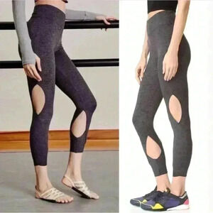 Women's Free People FP Movement Dark Grey Cutout Halo Leggings High Rise Size XS